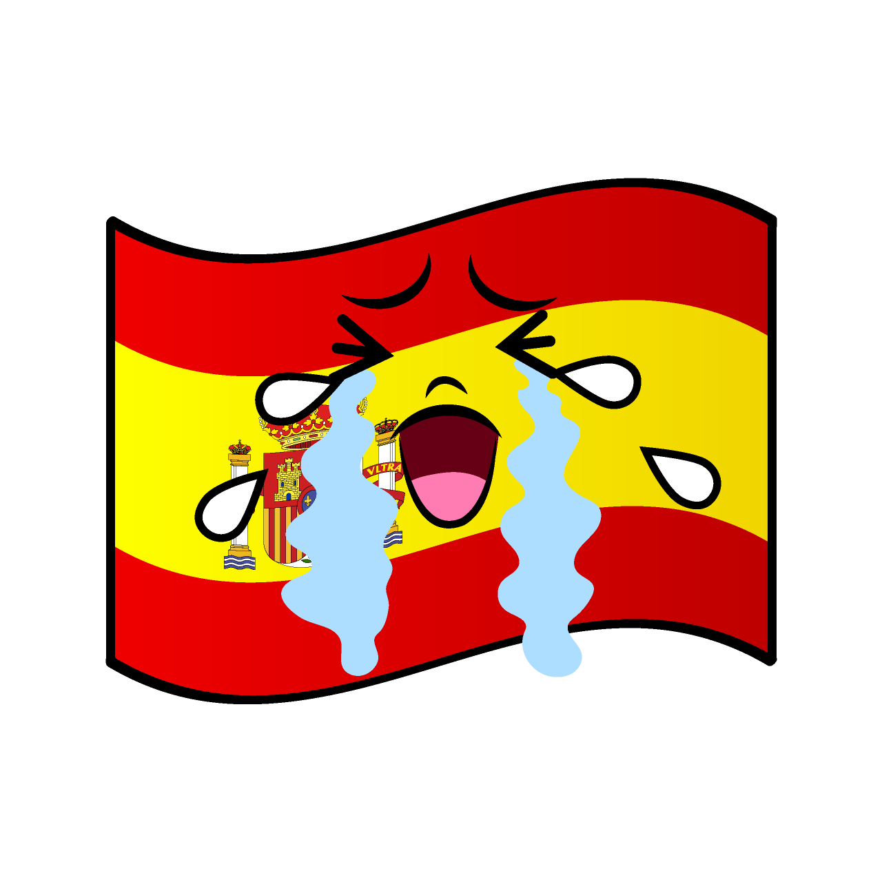 泣くスペイン国旗