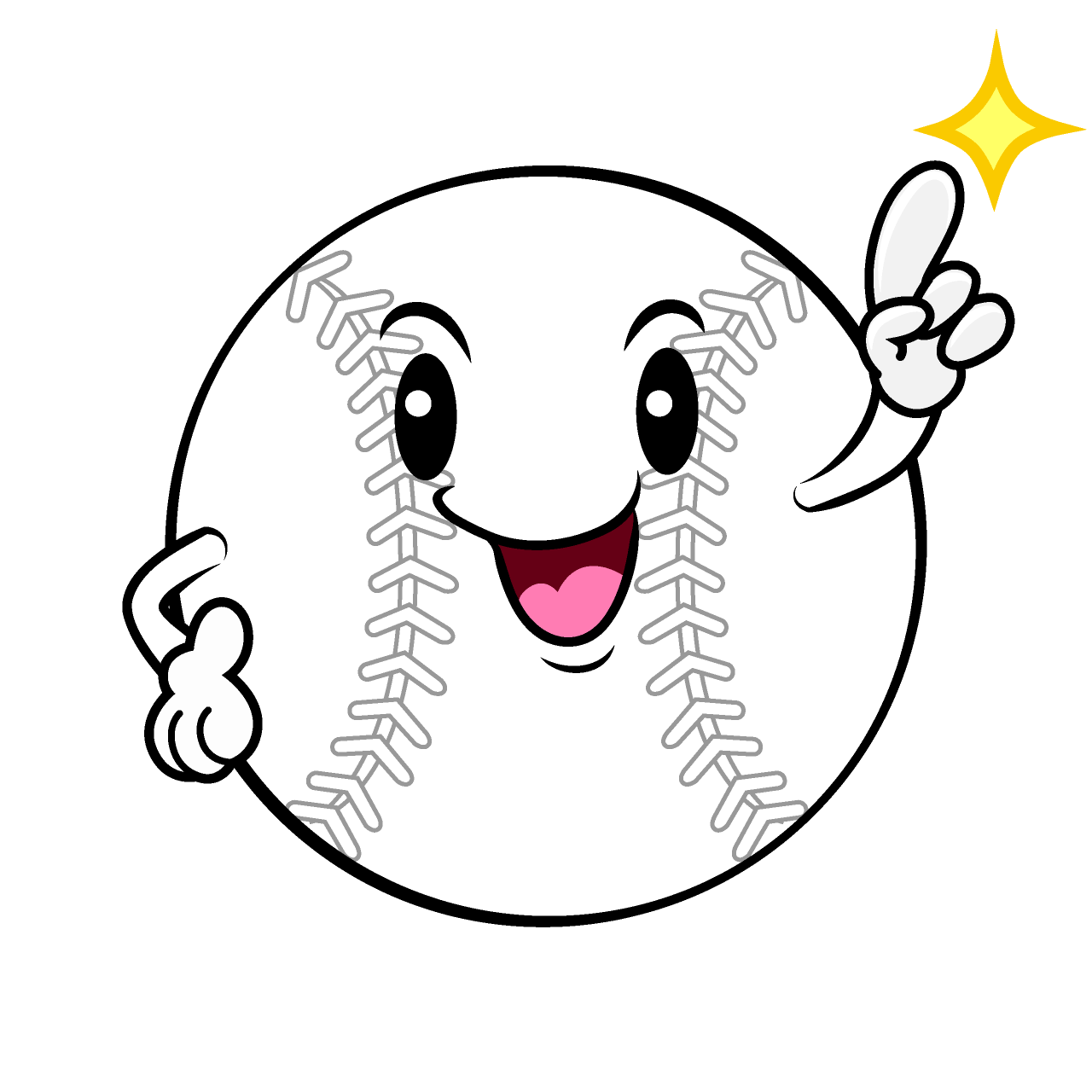 White Softball Pointing