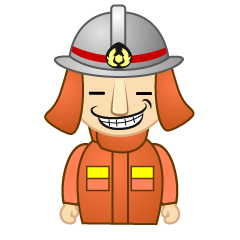 ニヤリの消防士
