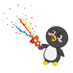 お祝いするペンギン