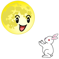 満月とウサギ