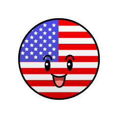 笑顔のアメリカ国旗（丸型）