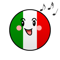 歌うイタリア国旗（丸型）