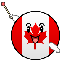 説明するカナダ国旗（丸型）