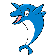 驚く青イルカ