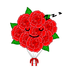 寝るバラ花束