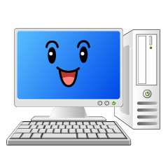 笑顔のデスクトップパソコン