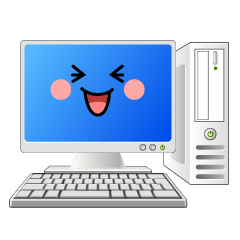 笑うデスクトップパソコン