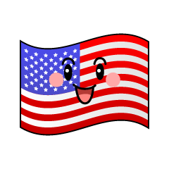 かわいい歌うアメリカ国旗 丸型 のイラスト素材 Illustcute