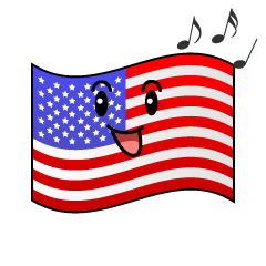 歌うアメリカ国旗
