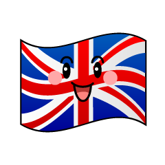 笑顔のイギリス国旗