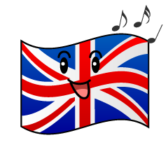 歌うイギリス国旗