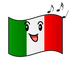 歌うイタリア国旗