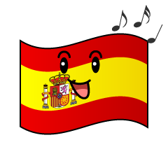 歌うスペイン国旗