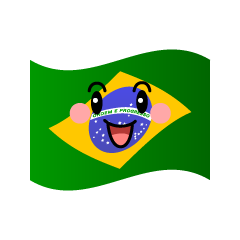 かわいいニヤリのブラジル国旗のイラスト素材 Illustcute