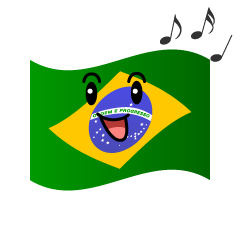 歌うブラジル国旗