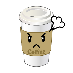 怒る紙カップコーヒー